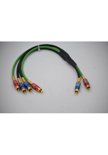 Bakır Amfi Rca Kablosu 50cm - 2 Giriş 4 Çıkış Anfi Rca Kablosu - 50cm - El Yapımı Tam Bakır - 50 Cm