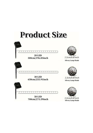 Fastbuy Türkoshop11 20 Led Metal Küre Sıcak Beyaz Bahçe Işıkları, 8 Modlu Ip54, Dayanıklı Dış Mekan Aydınlatma Sıcak Beyaz