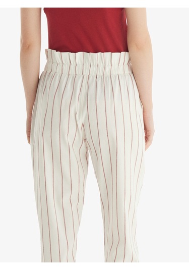Kadın Pantolon 60560 - Bordo Çizgili Bordo