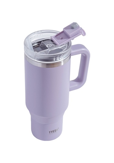 Tyeso Qq Termos Sızdırmaz Pipetli Çift Duvarlı Vakumlu 900ml TS-8866MR Mor