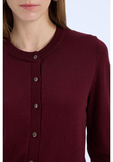 Defacto Regular Fit Bisiklet Yaka Hırka E5032ax24wnbr467 Bordo