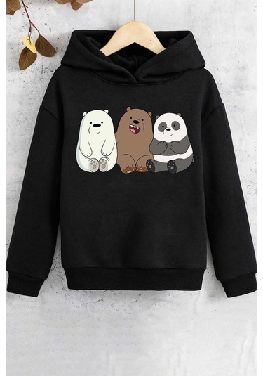 Çocuk Kafadar Ayılar Baskılı Sweatshirt Siyah