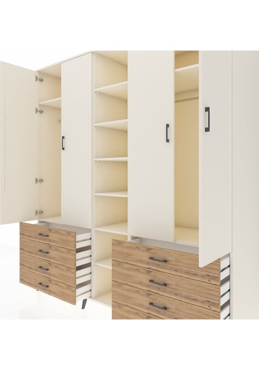 Kronos Dolap 10 Raflı 8 Çekmeceli 2 Askılı 220x59x243 Aytaşı-aytaşı/çam Aytası/atlas Çam