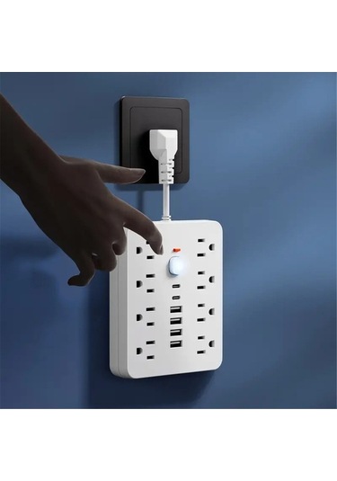 Fortunelane Ofis Gücü 14 Fonksiyonlu Priz - 8 Soket, 4 Usb, 2 Type-c Pd