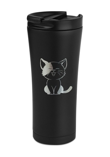 Termos Bardak 500 ml Kedi Şımarık Siyah
