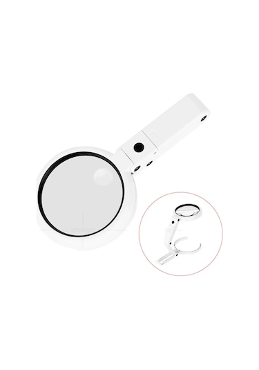 Usb Şarj Edilebilir Katlanabilir 3.5-10x Büyüteç 8 Ledli Masa Ve Eliçin Taşınabilir Büyüteç Fs90rc Diğer