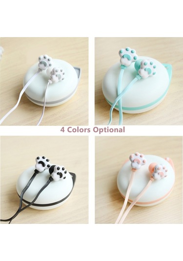 Yaratıcı Kedi Pençesi Kulak İçi Kulaklıklar Sevimli Kız Kulaklıkları Güzel Saklama Kutusu Öğrenci Çizgi Film Kulaklıkları Pembe -