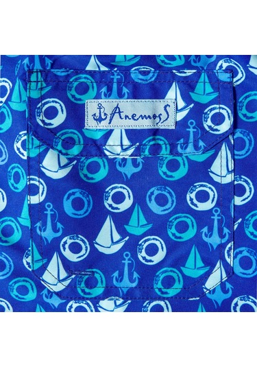 Anemoss Yelken Üç Cepli İçi Fileli Bel Lastik Ve Bağlama İpli Erkek Deniz Şortu Çok Renkli