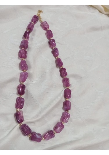 Mor Kesmeşeker Desenli Kolye Mor