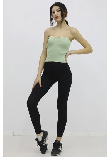 Likralı Triko Büstiyer Yeşil - P-019895 Çok Renkli