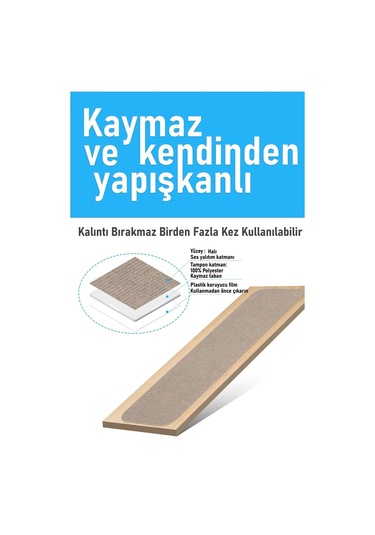 Halifleks Yapışkan Tabanlı Merdiven Basamak Paspası Rip Halı Kaymaz Tabanlı - Sütlü Kahve Sütlü Kahve