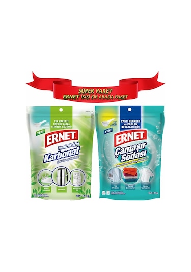 Ernet Temizlik için Karbonat 1500 G + Ernet Çamaşır Sodası 2 KG