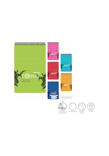 Gıpta Convex Sipralli A4 100Yp Çizgili Defter 1393