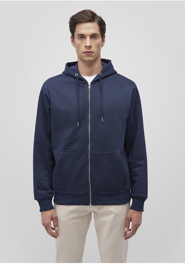 Mavi - Kapüşonlu Fermuarlı Lacivert Basic Sweatshirt 0s10277-70490 Lacivert