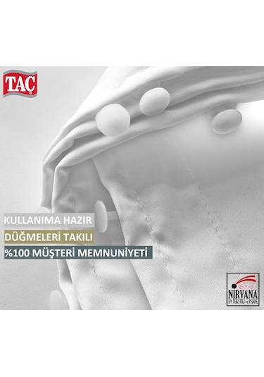 Taç 1.Sınıf Kaliteli Lüx Beyaz Güneşlik Perde - Her Ölçüde - Beyaz