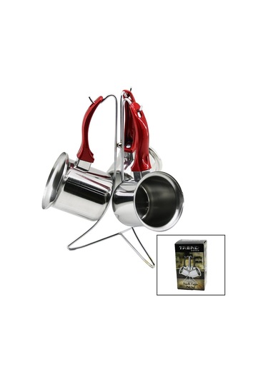 Trend 3lü Set No-3-4-5 Çelik Cezve Metal Standlı Renkli Pl