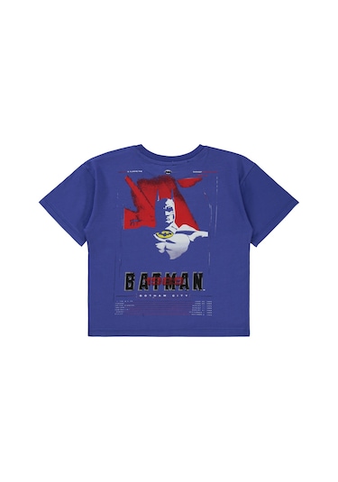Batman Batman Baskılı 6-9 Yaş Tişört - Mavi Saks Mavisi