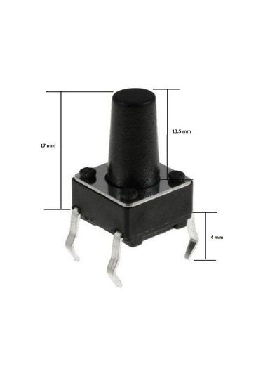 Koodmax-Push Button Buton Tach Switch 6X6 10'Lu Paket - Farklı Boyutlar 6X6 17Mm