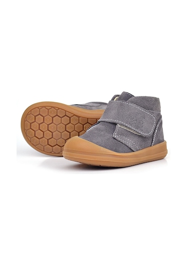 Rakerplus Yoohoo Hakiki Deri Koyu Gri Cırtlı Unisex Bebek Bot Gri