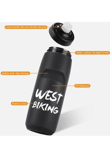 Wondernest Yp0721042 West Su Siyah Şişesi Sertifikalı Pp+silikon Mat Kamp Bardağı 750ml - Fda Onaylı Bpa İçermez, Hava Sızdırmaz Siyah