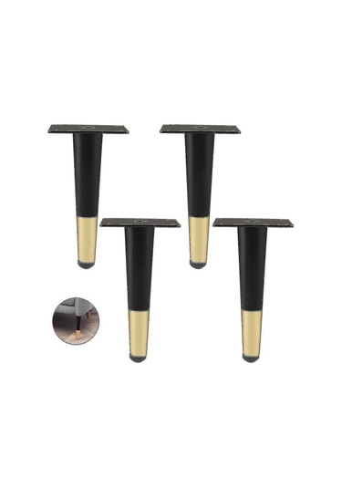 2023 Model 4'lü Mobilya Ayağı Seti, Düz Kanepe Ayakları, Masa Ayakları, Dolap Ayakları, Metal Komodin Ayakları, Siyah Altın - Wellngs Siyah Altın 10cm/nt/ Diğer