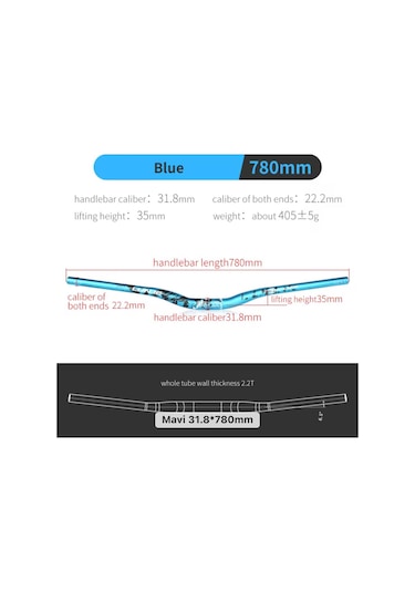 Lunje All Ride Açılı 9mm Gidon Mavi 31.8mm