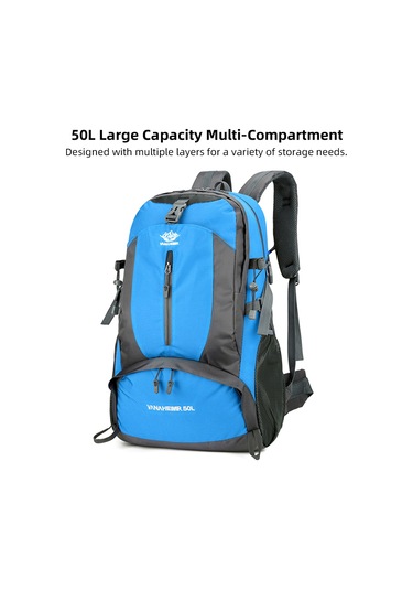 Jeehugo 50l Dağcılık Sirt Çantası - Su Geçirmez Nylon, Çok Bölmeli, Ağırlığı 0.76kg, Spor Ve Seyahat İçin Mavi Yeşil