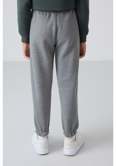 Tommy Life Gri Melanj Pamuklu Kalın İçi Tüylü Yumuşak Dokulu Standart Fit Baskılı Erkek Çocuk Eşofman Alt - 11 Gri Melanj