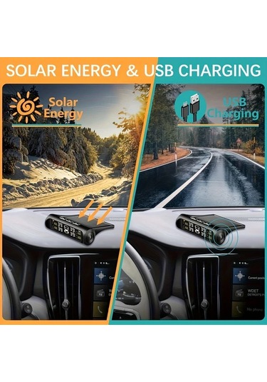 Boatshop1 Ty01 Kablosuz Lastik Basınç İzleme Sistemi Usb Şarjlı Güneş Enerjili Tpms 4 Sensörlü Gerçek Zamanlı Basınç Sıcaklık Suv Mpv Pickup Orv İçin
