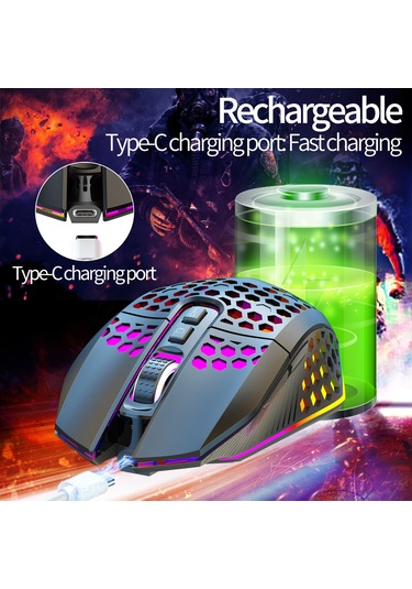 Kablosuz Oyun Faresi Kolayca Şarj Edilebilen 8 Düğmeli Usb Fare Masaüstüne Dönüş Düğmesi 3 Ayarlanabilir Dpı Seviyesi Bilgisayar Pc İçin 4 Mod