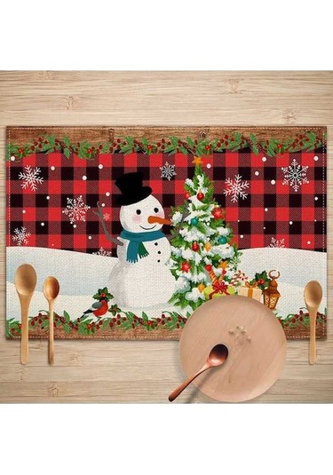 Flybuy Xıxun Ülkesi Tarzı Retro Placemat Placemat Noel Mat Masa Keten Batı Avrupa Anti-kirli Amerika 23 Xr Çok Renkli