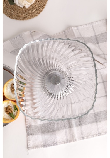 Gümüş Ayaklı Kare Cam Sunumluk Kase, Sarma, Dolma, Salata, Meyve, Ve Pasta Sunum Stantı, Çeyizlik Gümüş