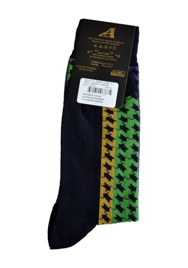 A Classe 3 Renkli Kazayağı Desenli Erkek Çorap Lacivert