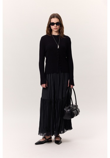 Crush Piliseli Uzun Etek Lacivert Lacivert