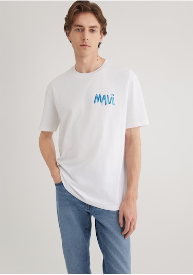 Mavi - Mavi Baskılı Beyaz Tişört 0612468-620 Beyaz