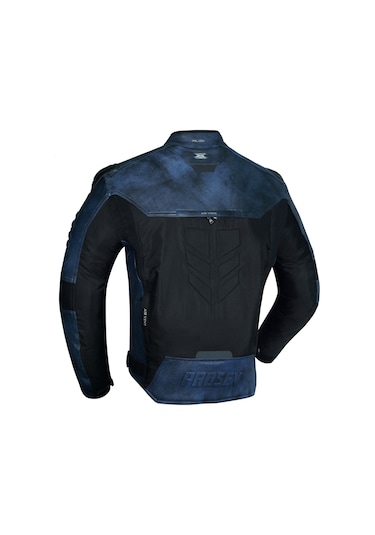 Motosiklet Montu Deri 4 Mevsim Maxdura Ve Leather Kumaş Mont Koyu Mavi Falcon