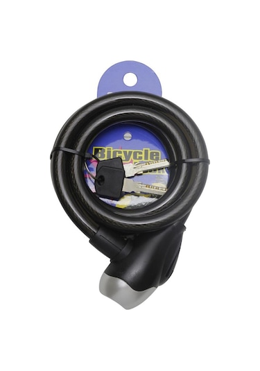 T.concept Lock Dayanıklı Güçlendirilmiş Çelik Halat Anahtarlı Bisiklet Kilidi 12x120 Cm Siyah