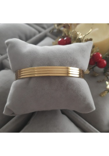 Çelik Gold Renk 4lü Ajda Model Bilezik Seti Altın