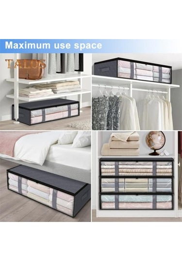 Gri 2 Adet Giysi Saklama Çantası Büyük Kapasiteli Mağaza Hafif Kullanışlı Yatak Battaniyesi Saklama Kabı Ev Gereçleri Gri