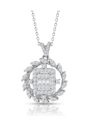 0.60 Ct. Modern Tasarım Baget Kare Tektaş Kolye