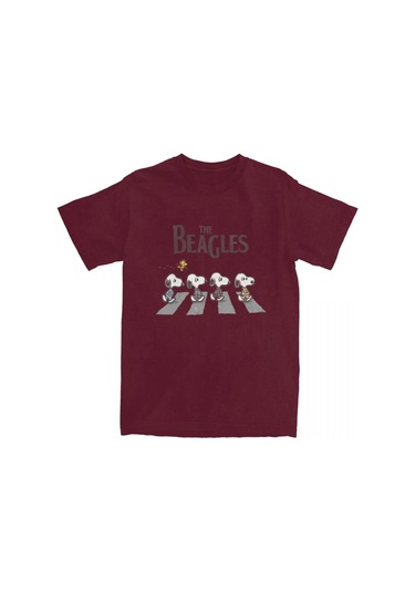 Mınıso Moda Fıstık Snoshirt Beagles Pamuk T-shirt Erkek Kadın Woodstock Komik Gömlek Doğum Günü Hediyesibordo Bordo