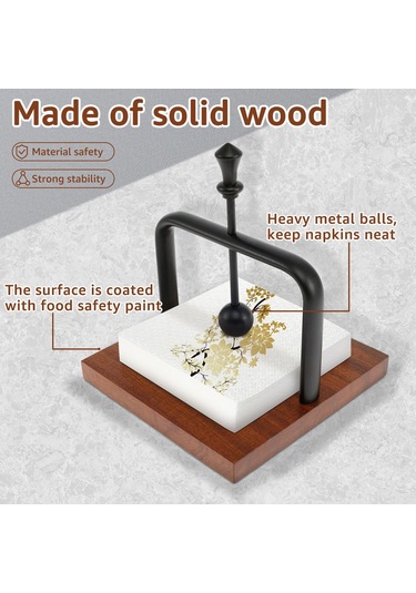 Geeroyoo Modern Ahşap Peçete Kutusu, Kristal Toplu Masalık Peçetelik, Restoran Ve Otel İçin Şık Dekorasyon Kahverengi