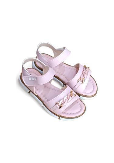 Kız Çocuk Kolay Cırt Cırt Bağlamalı Yumuşak Ortopedik Düz Taban Yazlık Sandalet Pudra Renk 001