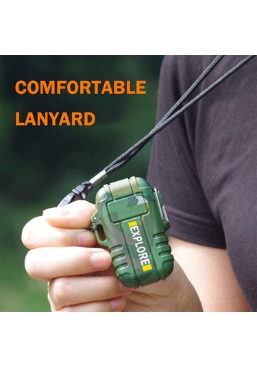 Aubyhe Usb Şarjlı Su Geçirmez Çift Ark Elektrikli Çakmak, Led Fenerli, Alevsiz, Manav/barbekü Işığı Çok Renkli