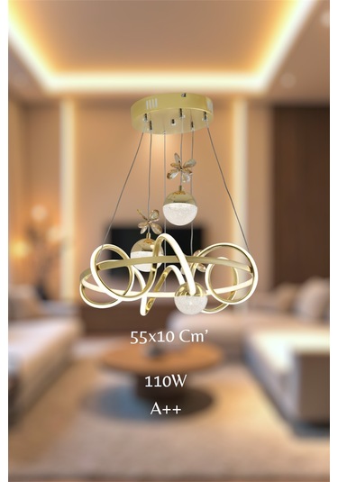 Ey Shop 3 Lü Toplu Çember 3 Renk Beyaz&sarı&günışığı Led Avize Gold