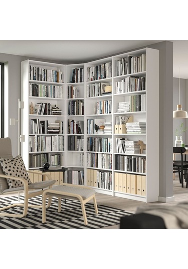 Köşe Kitaplık, Beyaz, 215/135x28x237 Cm Beyaz Köşe Kitaplık, Beyaz, 215/135x28x237 Cm Beyaz