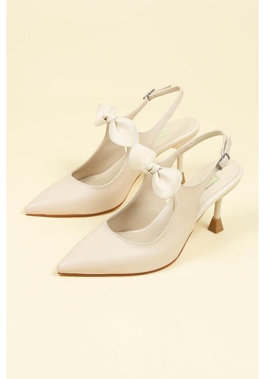 Fiyonklu Arkası Açık Stiletto Ten-ten Ten