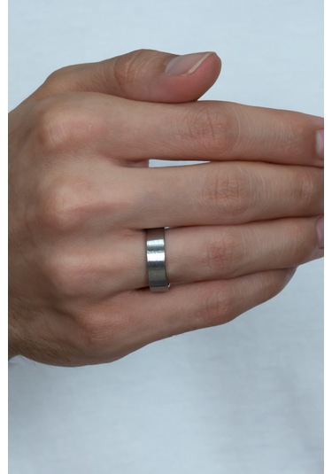 6mm Mat Düz Model Unisex Kadın Erkek Çelik Alyans Yüzük Cl29 Beyaz