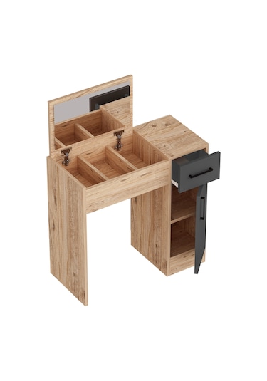 Arnetti İnci Aynalı Makyaj Masası Atlantik Çam Antrasit