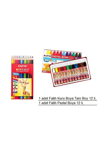 Okul Fatih Boya Seti Kuru Boya, Pastel Boya 2 Li Çok Renkli
